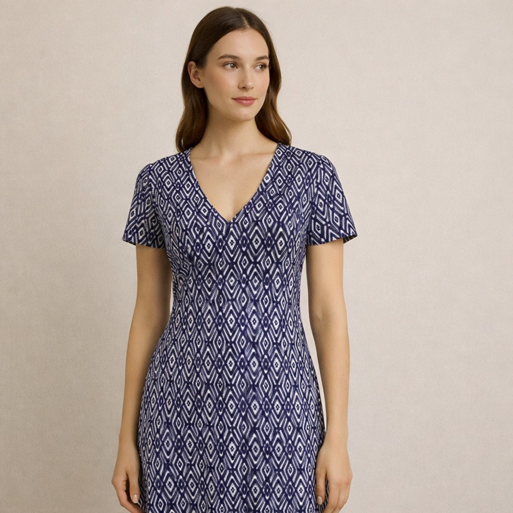 Navy Blue and Light Blue Geometric Mini Dress size XS